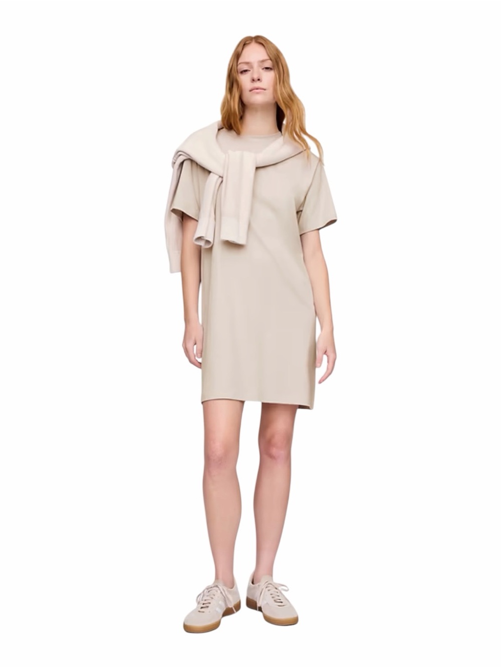 Gap Women’s Relaxed T-shirt Dress Size Small Taupe Beige Short Sleeve, NEW